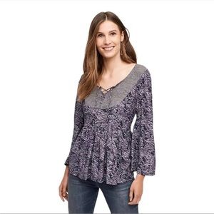 Anthropologie Akemi + Kin Women’s Marcella Purple Lace up Blouse M